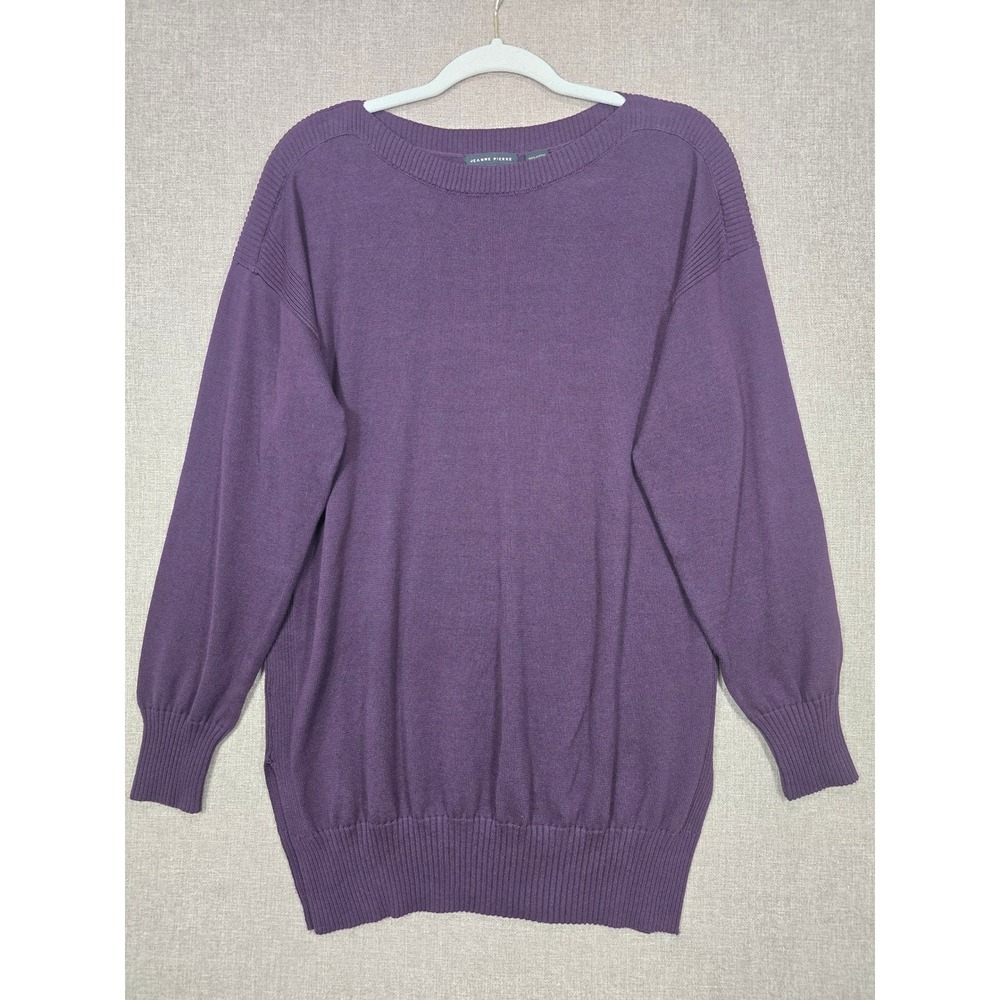 Jeanne Pierre Mens Large Purple 100% Cotton Ribbed Crewneck Knit Sweater